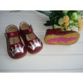 Patent Leather Toddler Girl Squeaky Shoes with Sliver Crown&Shining Stones